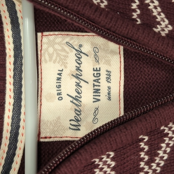 Original Weatherproof Vintage Maroon Fair Isle Quarter Zip Sweater Size Medium - Picture 2 of 4